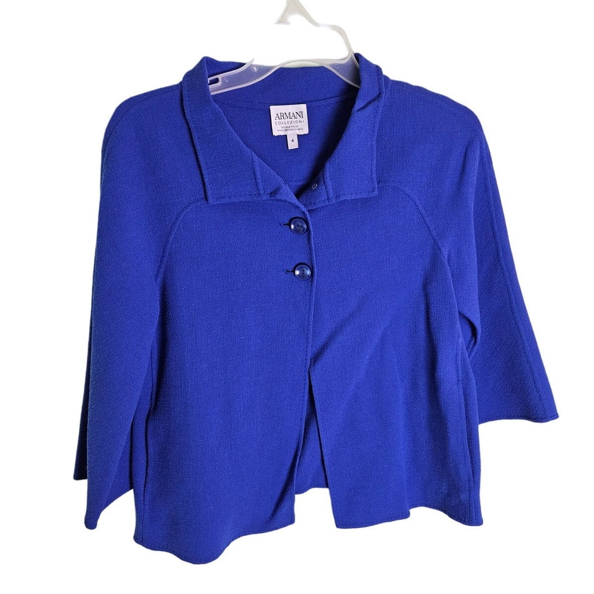 Armani Collezioni Royal Blue Double-Faced Hand-Finished Fabric Jacket Size 4
